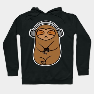 Cute Sloth Wearing Headphones Hoodie